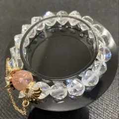 天然石ブレスレット　花火スーパーセブン、ダンブルカット水晶、ロンデル（天使の羽）