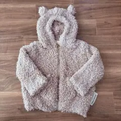 ジェラートピケ　ベージュ クマ耳パーカー 90-100cm