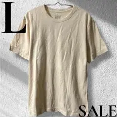 「即日発送」L クリーム色 クルーネック 厚着Tシャツ 半袖