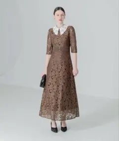 Leja レジャ　オケージョン　パーティー　結婚式　ドレス　ワンピース　ブラウン