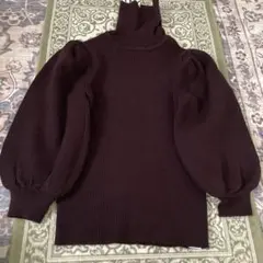 ZARA ダークパープル パフスリーブニット