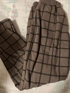 裏起毛 パンツ ブラウンチェック柄長ズボン 140cm