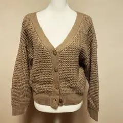 Ray Cassin Vネックカーディガン　Fサイズ　ワッフル編み　ブラウン系