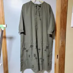 新品　クラウドナイン　チュニック　ワンピース　刺繍　リボン　カーキ