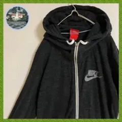 ナイキNIKEワンポイントロゴフルジップパーカースウェットトレーナーグレー霜降り