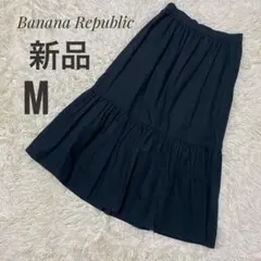 新品 BANANA REPUBLIC ティアードスカート 綿 ブラック Mのサムネイル