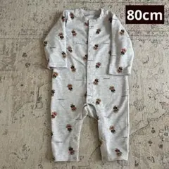 【匿名配送】アンパンマン 総柄 ロンパース グレー80cm