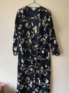 ロングカーディガン 花柄ガウン