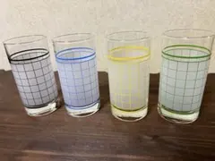 ガラスコップ　４色　ガラス　食器　コップ　中古品　送料無料　匿名配送