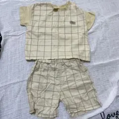 プティマイン　恐竜 チェック柄　恐竜　 セットアップ 90