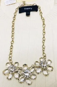 クリスタル風　フラワーモチーフ　豪華ネックレス　新品　未使用