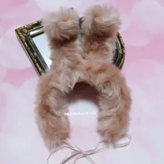 ⑨ファーうさ耳カチューシャ(ピンクくすみベージュ)単品 アイシードール ブライス