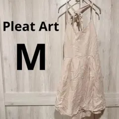 一点物‼️ Pleat Art ピンク キャミワンピース M リボン 古着