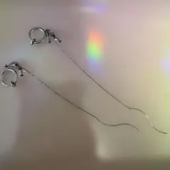 シルバー フープイヤリング クリスタルビーズ付き