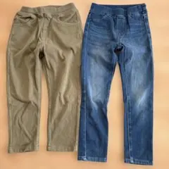 無印良品 ユニクロ 110サイズ 長ズボン オリーブグリーン デニムブルー