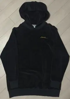 美品 LACOSTE LIVE 刺繍ロゴ ベロア パーカー スエットブラック 黒のサムネイル