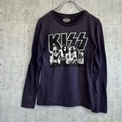 KISS プリント 訳あり 【L】 長袖Tシャツ ダークブルー