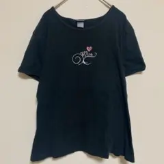 Hanes 半袖Tシャツ ハートデザイン【L】　黒　ブラック