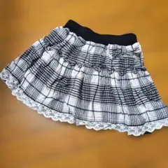 120cm　チェック柄スカート　リボン　フリル