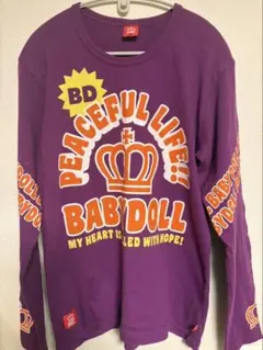 【BABYDOLL】ベビードール ロンT 長袖 Tシャツ 紫 Mサイズ デカロゴ