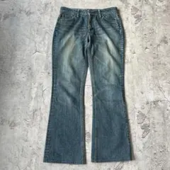 【激レア】FUGA 加工 ブーツカット フレアデニム Y2K お兄系 00s Y2K FUGA フレア 鬼髭 ダメージ デニム ブーツカット