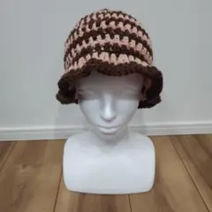 ハンドメイド　バケハ　バケットハット　クラッシャーハット　クロシェハット