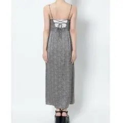 エモダ　レオパード　ロングラインスリットキャミソールワンピース