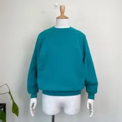 80s USA製 Hanes ラグラン スウェット 無地 ターコイズ 古着