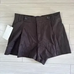 ザラZARAブラウンショートパンツベロア生地光沢XSタグ付き定価6290円