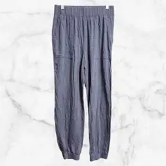 グレー リネン混合 カジュアルパンツ シンプル