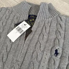メンズ L/ POLO RALPH LAWRENグレー ケーブルハーフジップ