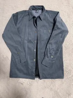 グレー コーデュロイ ボタン付きシャツ