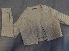 ZARA 千鳥柄　クロップドジャケット