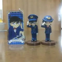 コナン 、吉田歩美敬礼フィギュア 2体セット＆コナンキーホルダー