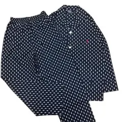 美品 ポロバイラルフローレン セットアップ ルームウェア ポニー総柄 S 紺