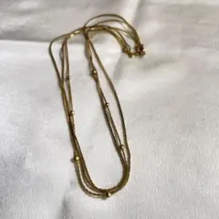 【35】淡いゴールド3連ネックレス　ヴィンテージ　シンプル