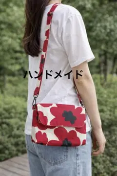 【試作品】北欧花柄ショルダーバッグ／軽量ツイル／コンパクトサイズ