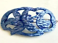 年代物 透かしブルー 青 光沢Blue お洒落ヘアピン ヘアアクセサリー