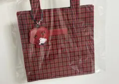 ファミリア　トート　赤チェック　小サイズ