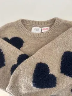 ZARA ハート柄セーター ベージュ