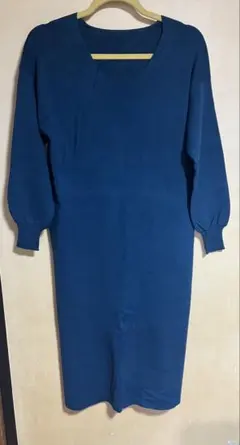 エヌナチュラルビューティベーシック　 Vネック ニットロングワンピース　Mサイズ