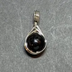WP377S 天然石 ワイヤーラッピング ペンダントトップ ブラックトルマリン