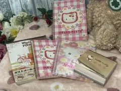 ハローキティメモ帳☆リングノート2種類&プーさんミニレター☆汚れ、折れなど難アリ