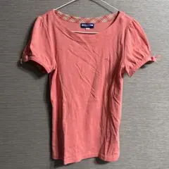 BURBERRY BLUE LABEL ピンクTシャツ　袖リボン　38