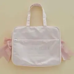 Maison de FLEUR リボン付きボストンバッグ シルバーXピンク　新品