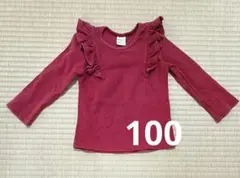 韓国服 Bee 赤 長袖 トップス フリル 100 ワインレッド クリスマス