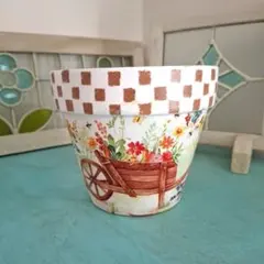 デコパージュꔛꕤ リメイク鉢♡ひまわりうさぎレモン♡インテリア雑貨