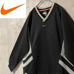 NIKEナイキスウェットプルオーバー黒ブラック灰色グレー刺繍ロゴスウォッシュ希少