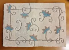 室内用マット、玄関マット 花、植物模様 アイボリーベージュ 45㎝×65㎝