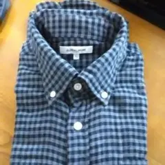 ボタンダウン　チェックシャツ　春物ギンガム　L　メンズ　ダブルガーゼ